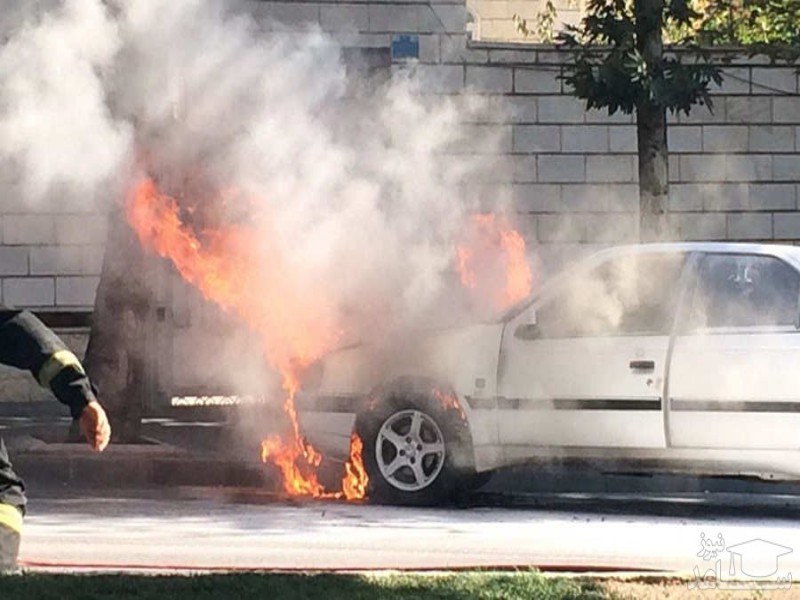 تصادف خودرو پژو ۴٠۵ در کرمانشاه منجر به حریق شد